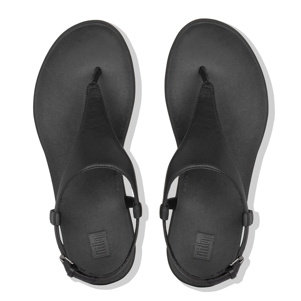 Fitflop Womens Sandals - Lainey Leather Back-strap - Black - 954-SQGIYN